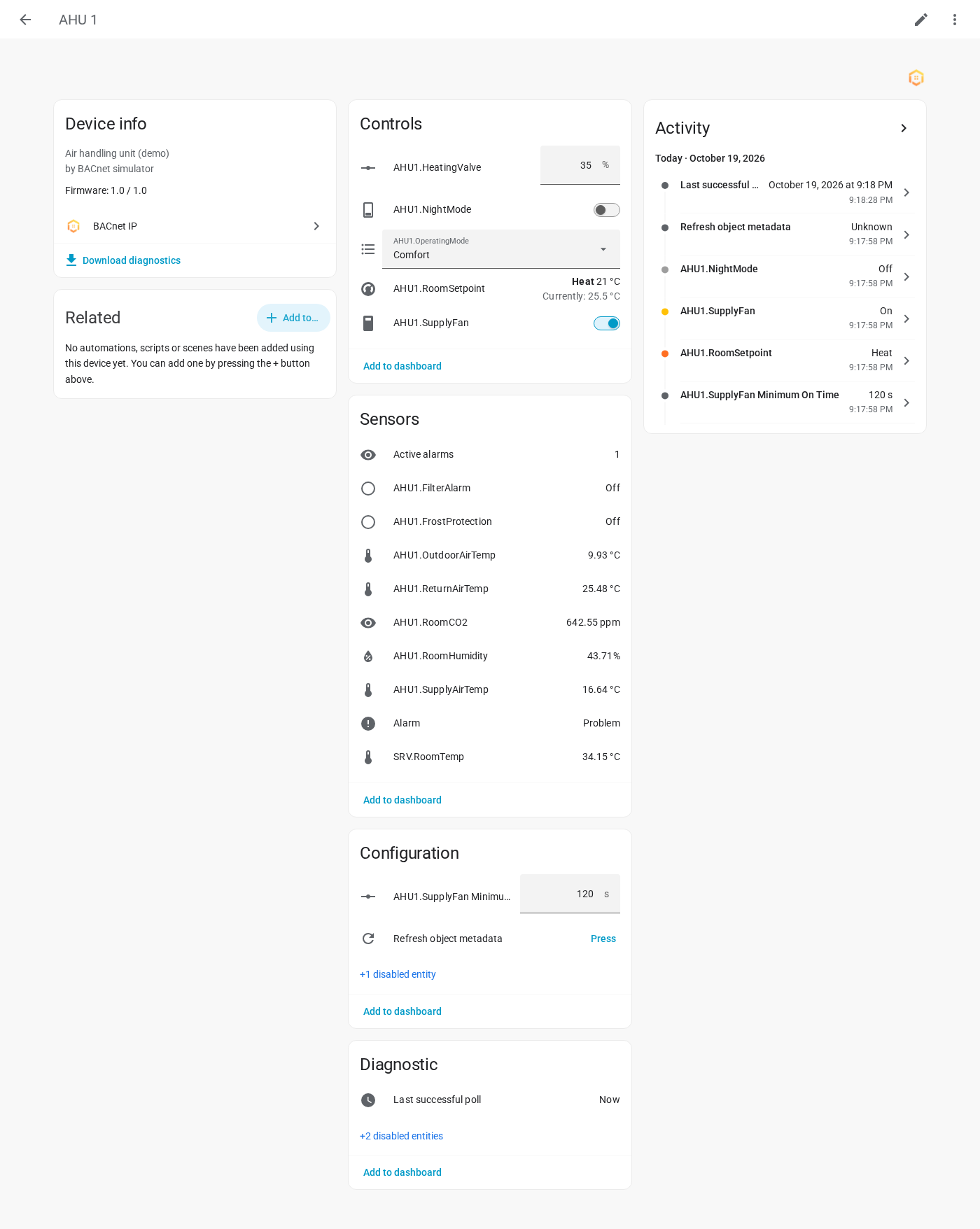 Apparaatpagina in Home Assistant