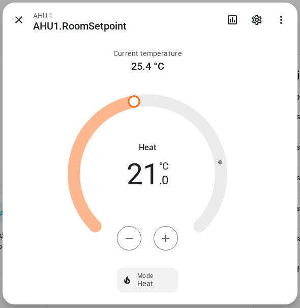 Climate-entiteit met setpoint en ruimtetemperatuur
