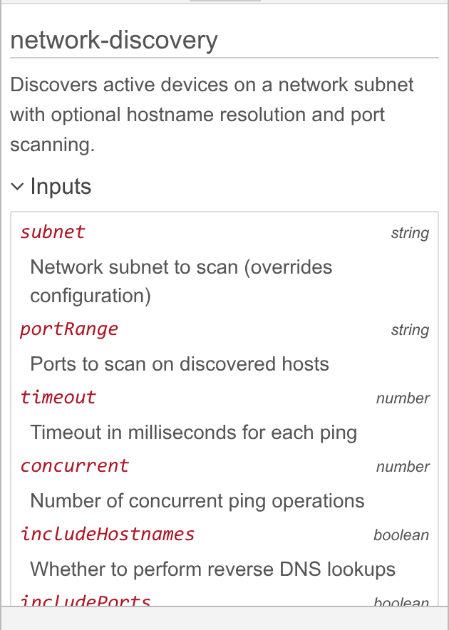 Ingebouwde help per node